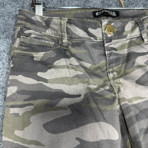 Express Jeans Womens 2 Skinny Gray Green Camouflage Cotton Stretch Pockets - Picture 4 of 10